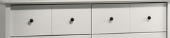 Elara 57"W White 6-Drawer Dresser with Black Handles