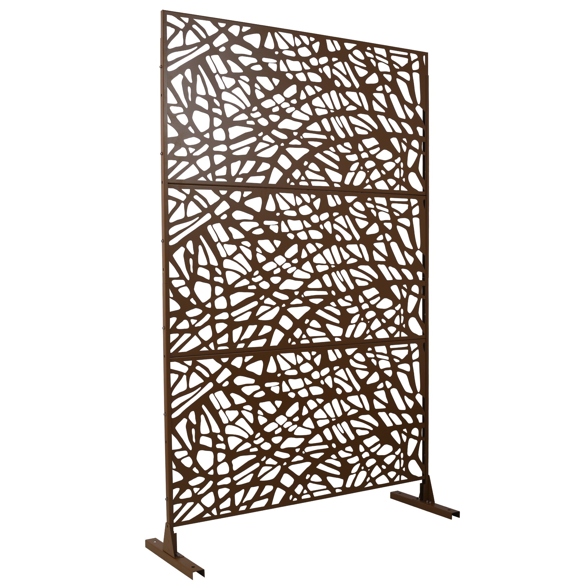 Outdoor & Indoor Privacy Screen Metal Privacy Screen 76" H×48" W, Freestanding Decorative Privacy Screen for Deck Balcony Patio, Privacy Fence Panels for Outside Lawn Garden PS102 BROWN