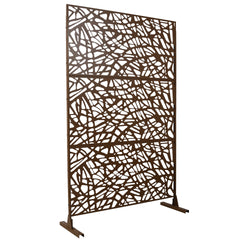 Outdoor & Indoor Privacy Screen Metal Privacy Screen 76" H×48" W, Freestanding Decorative Privacy Screen for Deck Balcony Patio, Privacy Fence Panels for Outside Lawn Garden PS102 BROWN