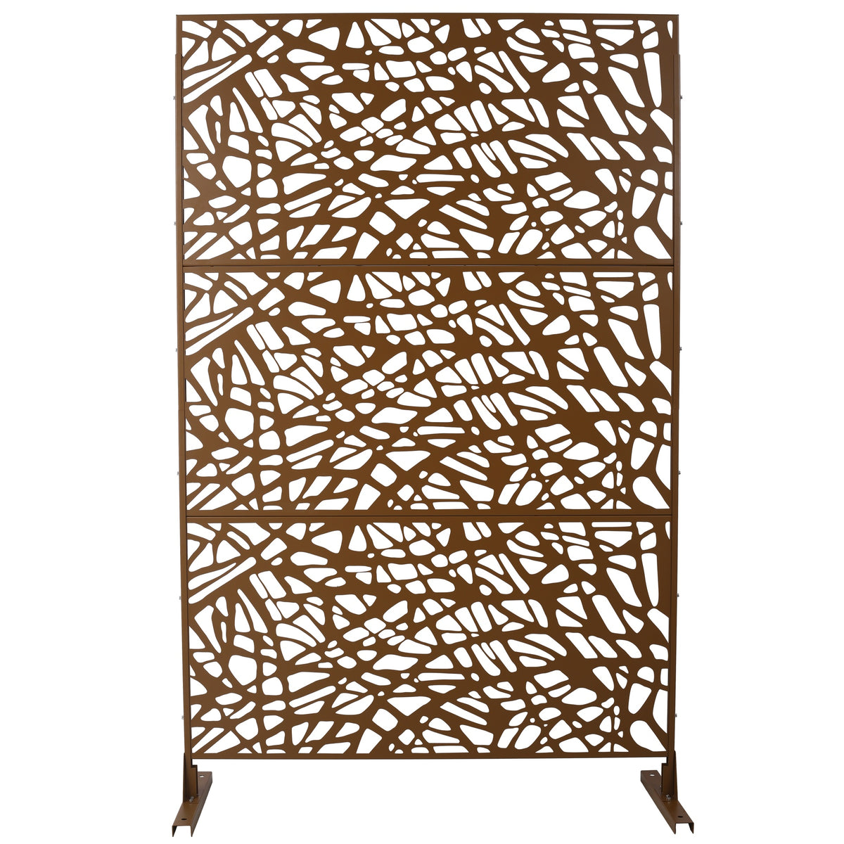 Outdoor & Indoor Privacy Screen Metal Privacy Screen 76" H×48" W, Freestanding Decorative Privacy Screen for Deck Balcony Patio, Privacy Fence Panels for Outside Lawn Garden PS102 BROWN