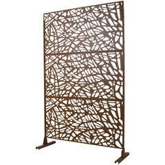 Outdoor & Indoor Privacy Screen Metal Privacy Screen 76" H×48" W, Freestanding Decorative Privacy Screen for Deck Balcony Patio, Privacy Fence Panels for Outside Lawn Garden PS102 BROWN