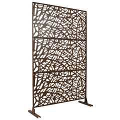 Outdoor & Indoor Privacy Screen Metal Privacy Screen 76" H×48" W, Freestanding Decorative Privacy Screen for Deck Balcony Patio, Privacy Fence Panels for Outside Lawn Garden PS102 BROWN
