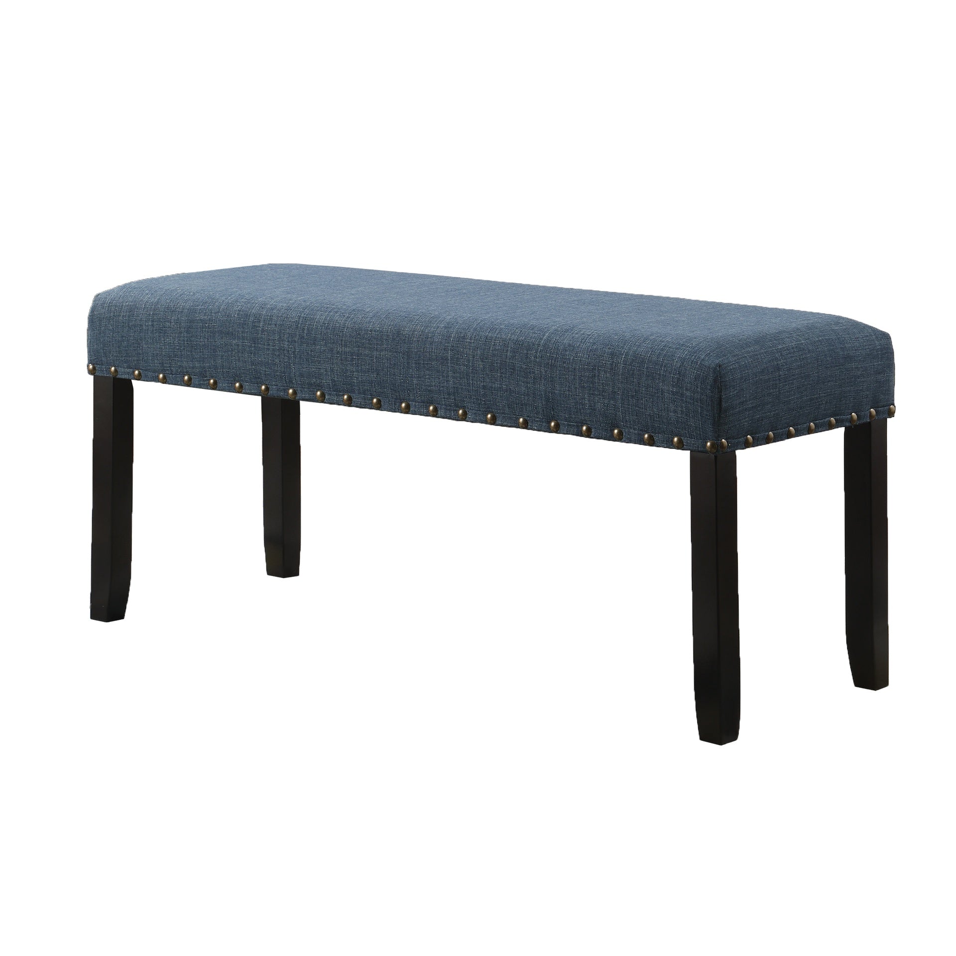 Biony Fabric Dining Bench with Nailhead Trim, Blue