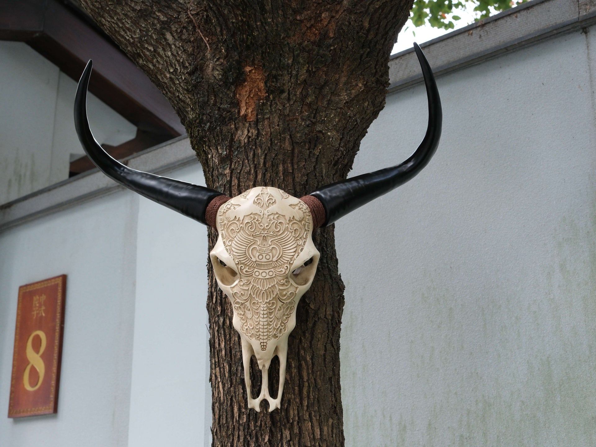 Bone-Inspired Bull Head Hanging Ornament-Resin Craft,Lifelike Details,North American Style
