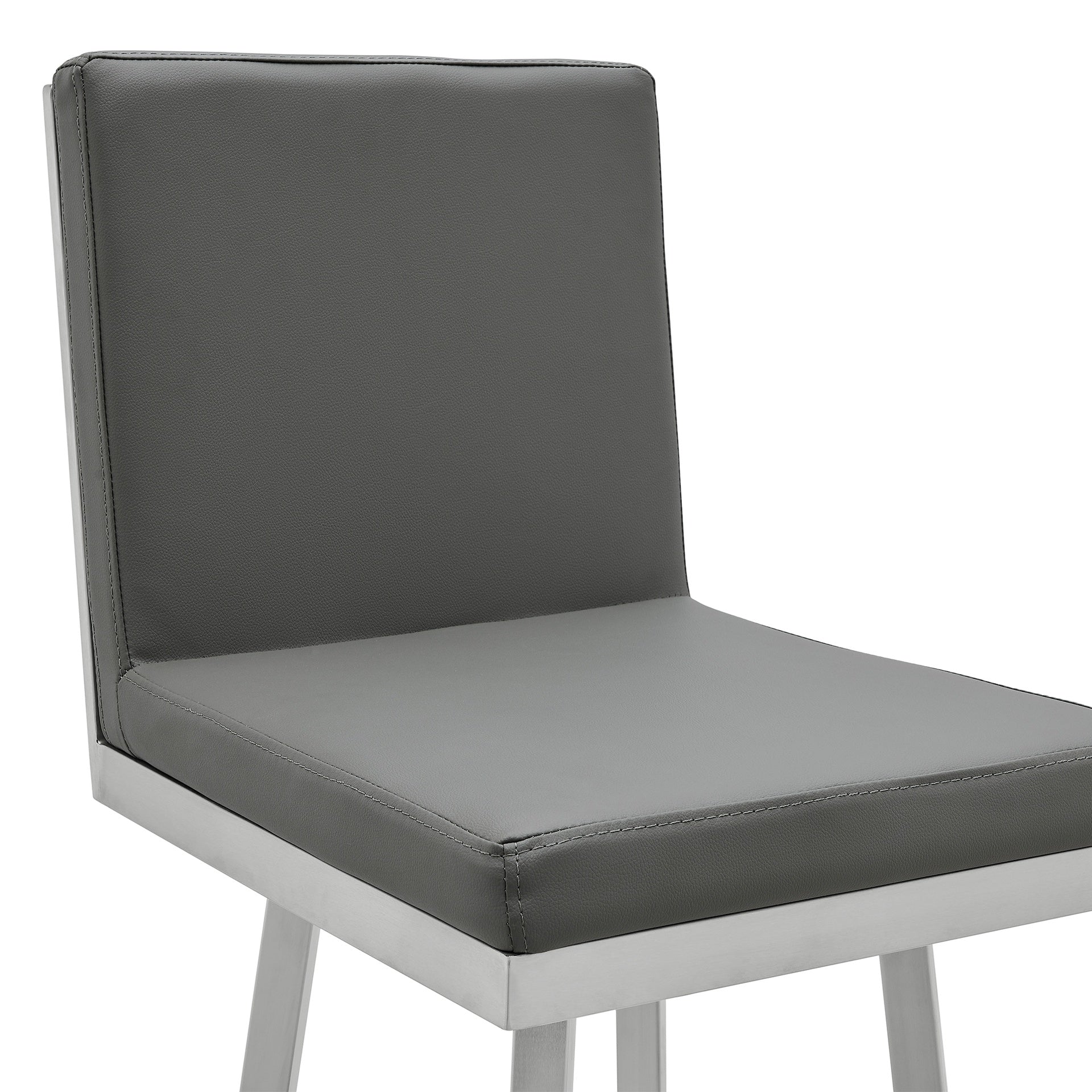 Corvin 30" Swivel Modern Metal and Gray Faux Leather Bar and Counter Stool