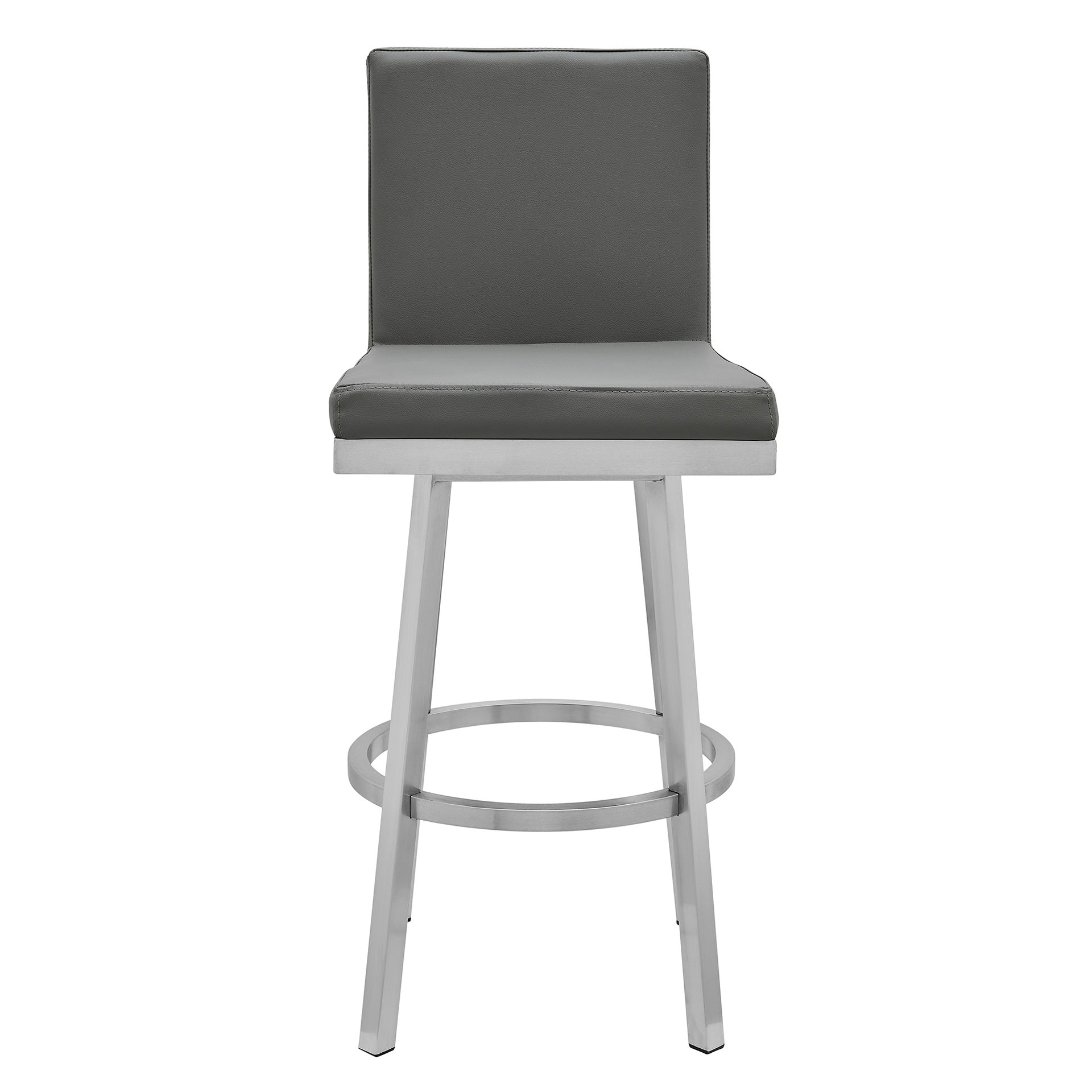 Corvin 30" Swivel Modern Metal and Gray Faux Leather Bar and Counter Stool