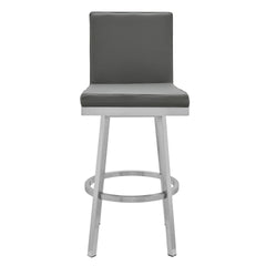 Corvin 30" Swivel Modern Metal and Gray Faux Leather Bar and Counter Stool