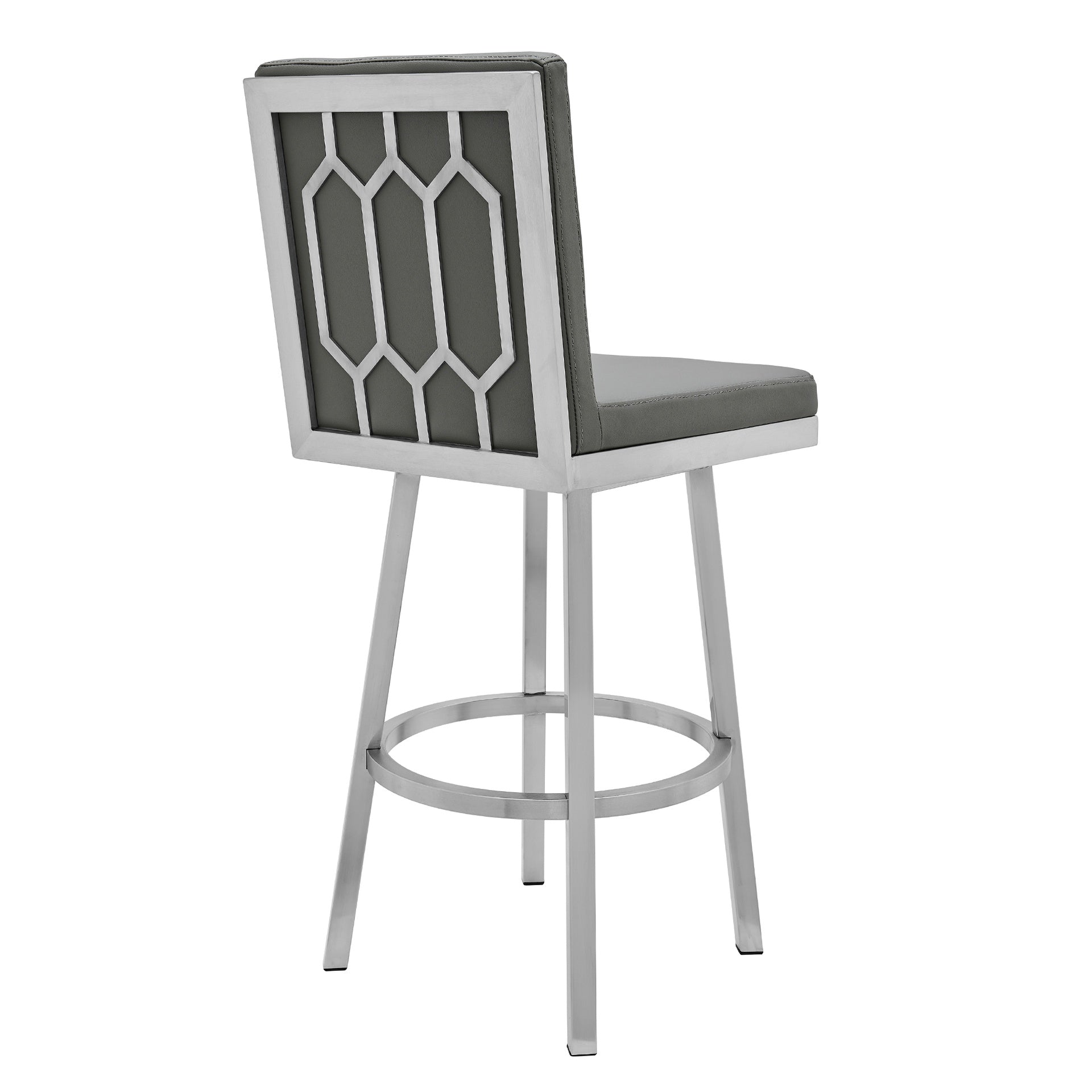 Corvin 30" Swivel Modern Metal and Gray Faux Leather Bar and Counter Stool