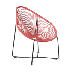 Lirren Indoor Outdoor Steel Papasan Lounge Chair with Brick Red Rope