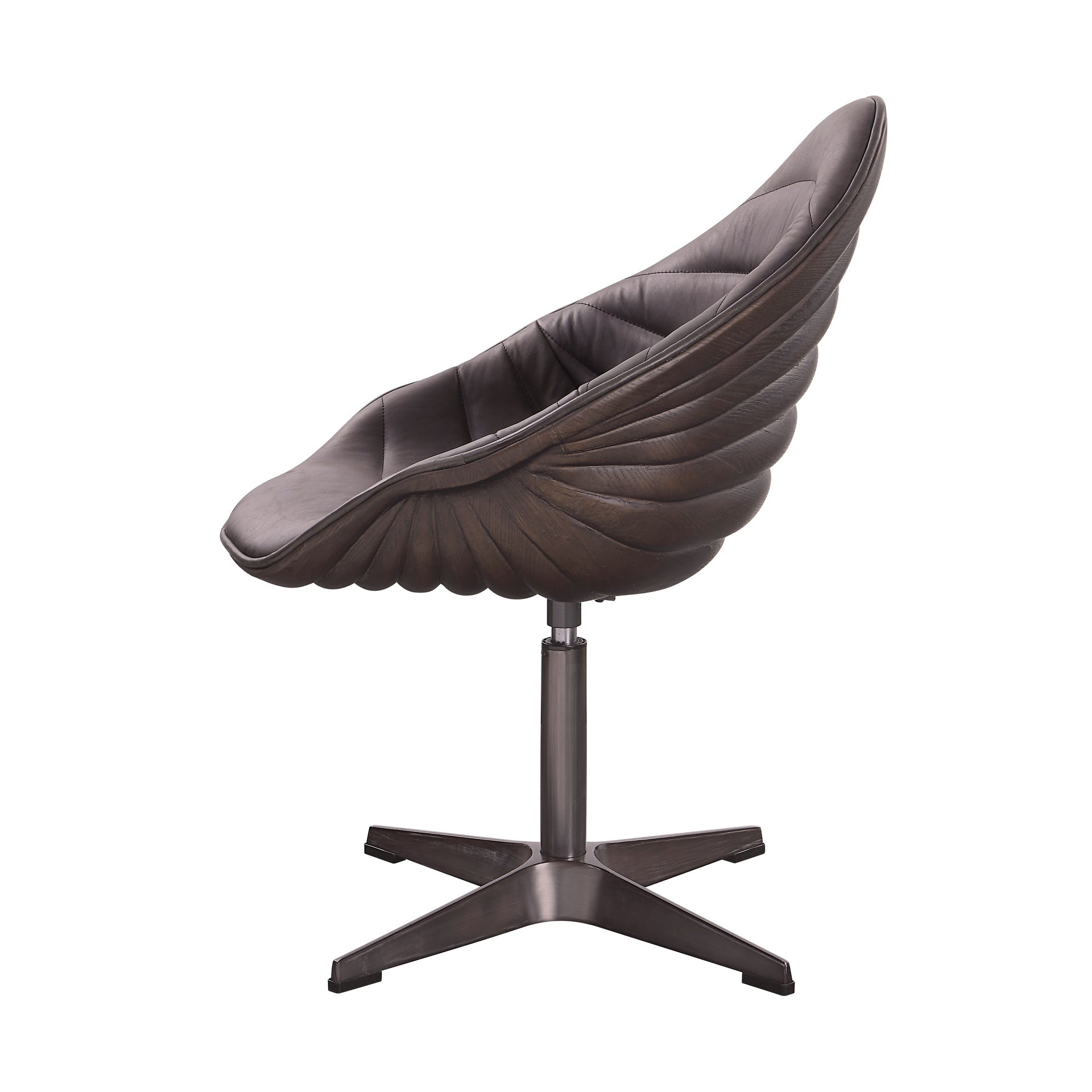 Pipino Antique Ebony Top Grain Leather Accent Chair with Swivel