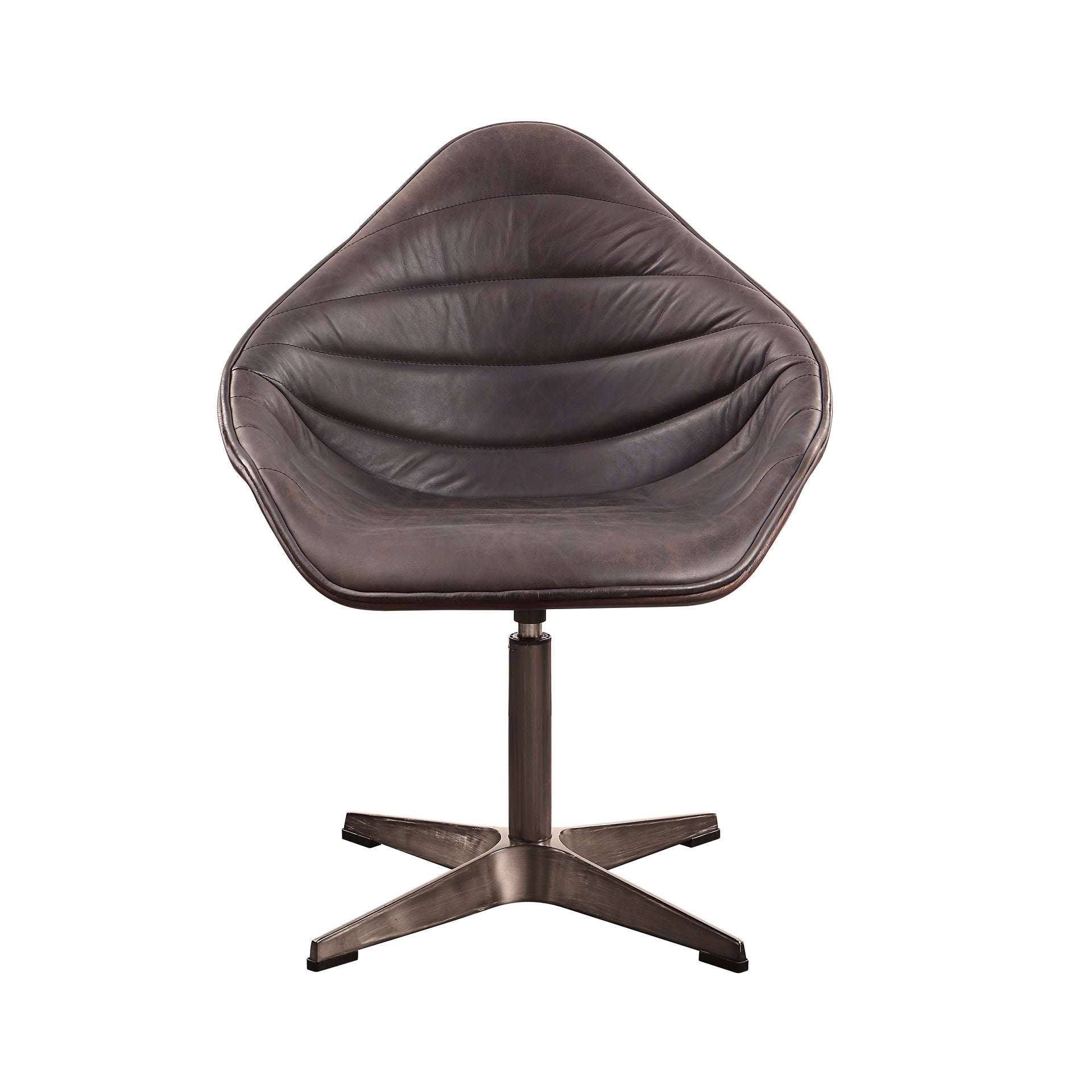 Pipino Antique Ebony Top Grain Leather Accent Chair with Swivel