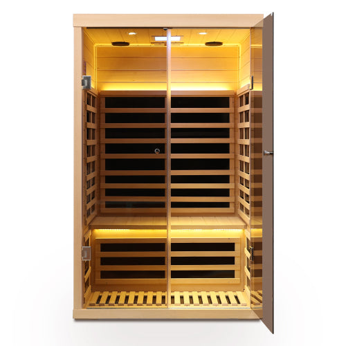 Two person  hemlock sauna far-infrared sauna room (Left and front)