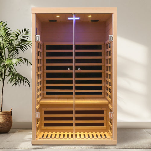 Two person  hemlock sauna far-infrared sauna room (Left and front)