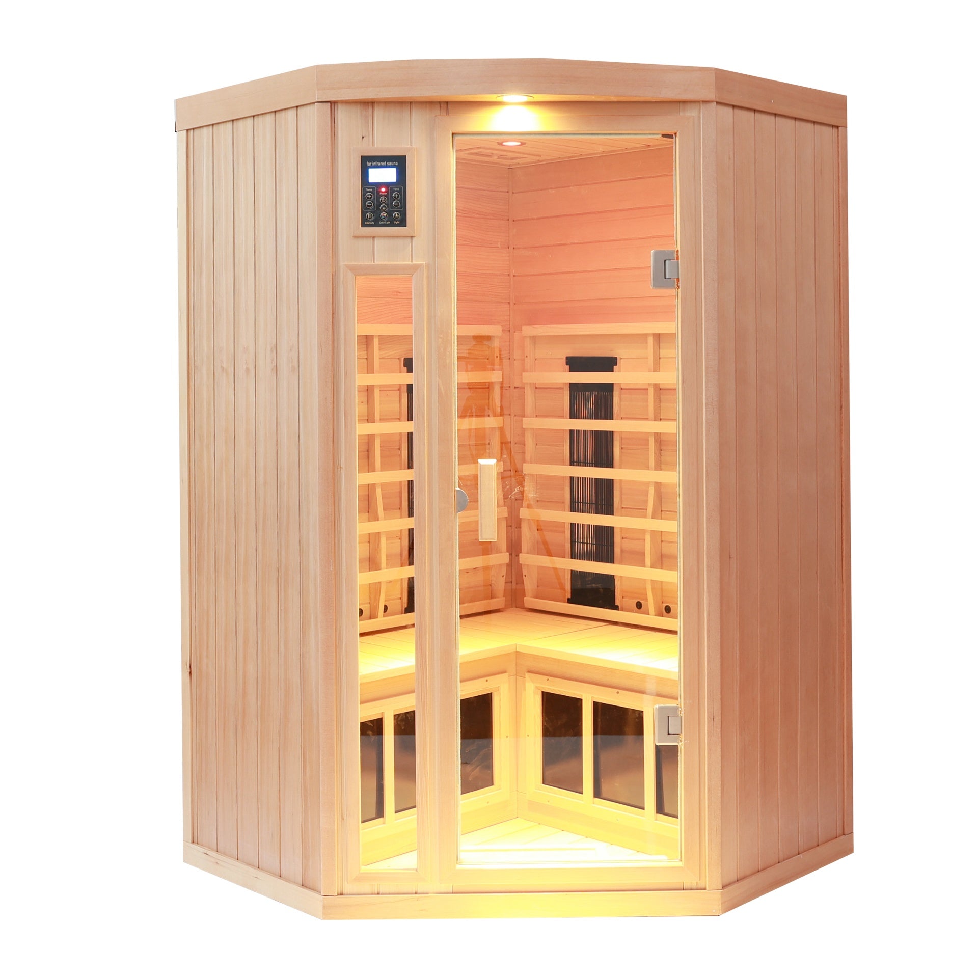 Hemlock pentagonal double opening glass sauna room1-C