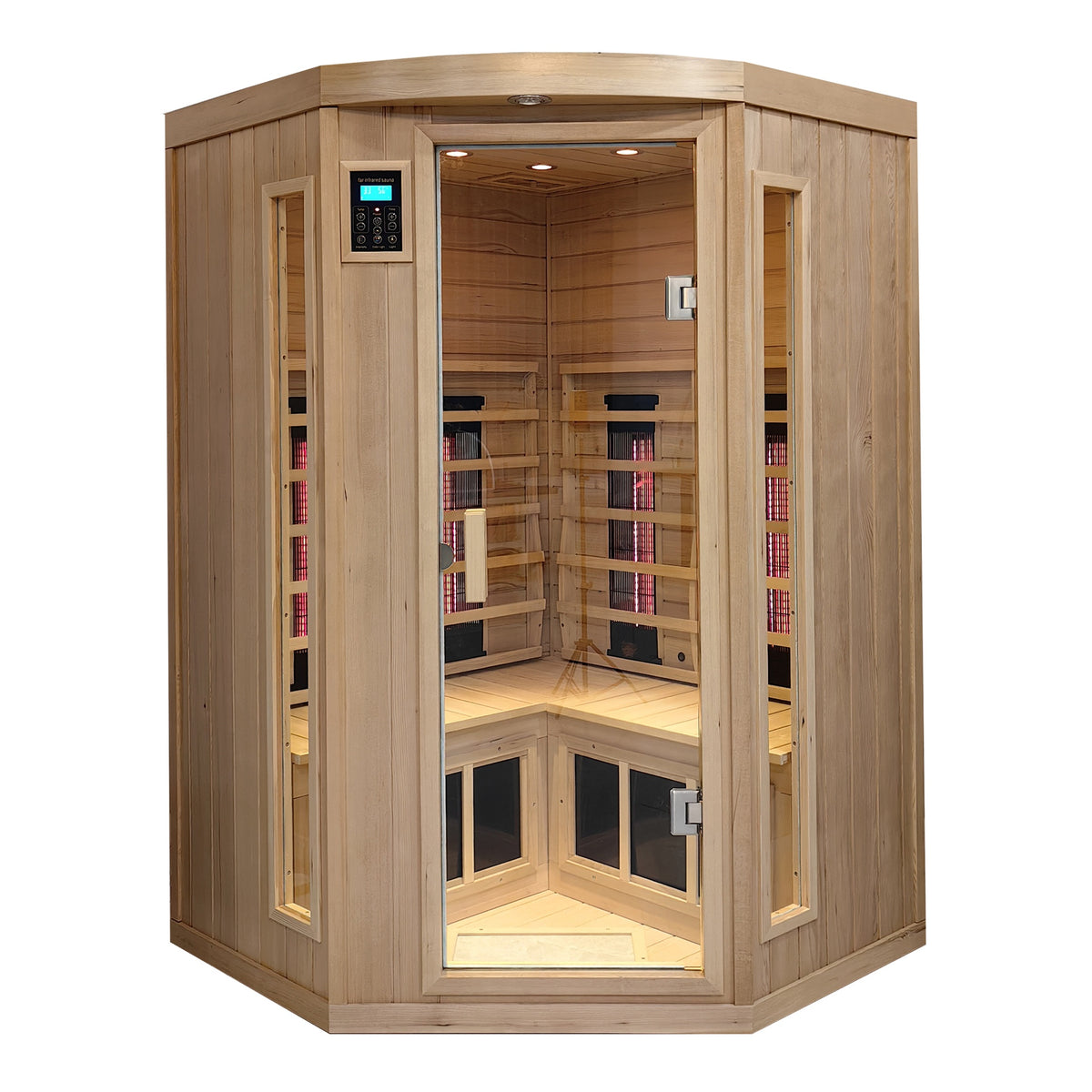 Hemlock pentagonal double opening glass sauna room1-C