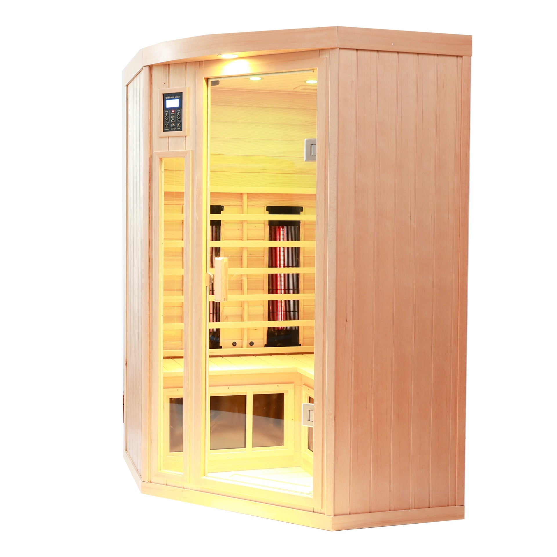 Hemlock pentagonal double opening glass sauna room1-C