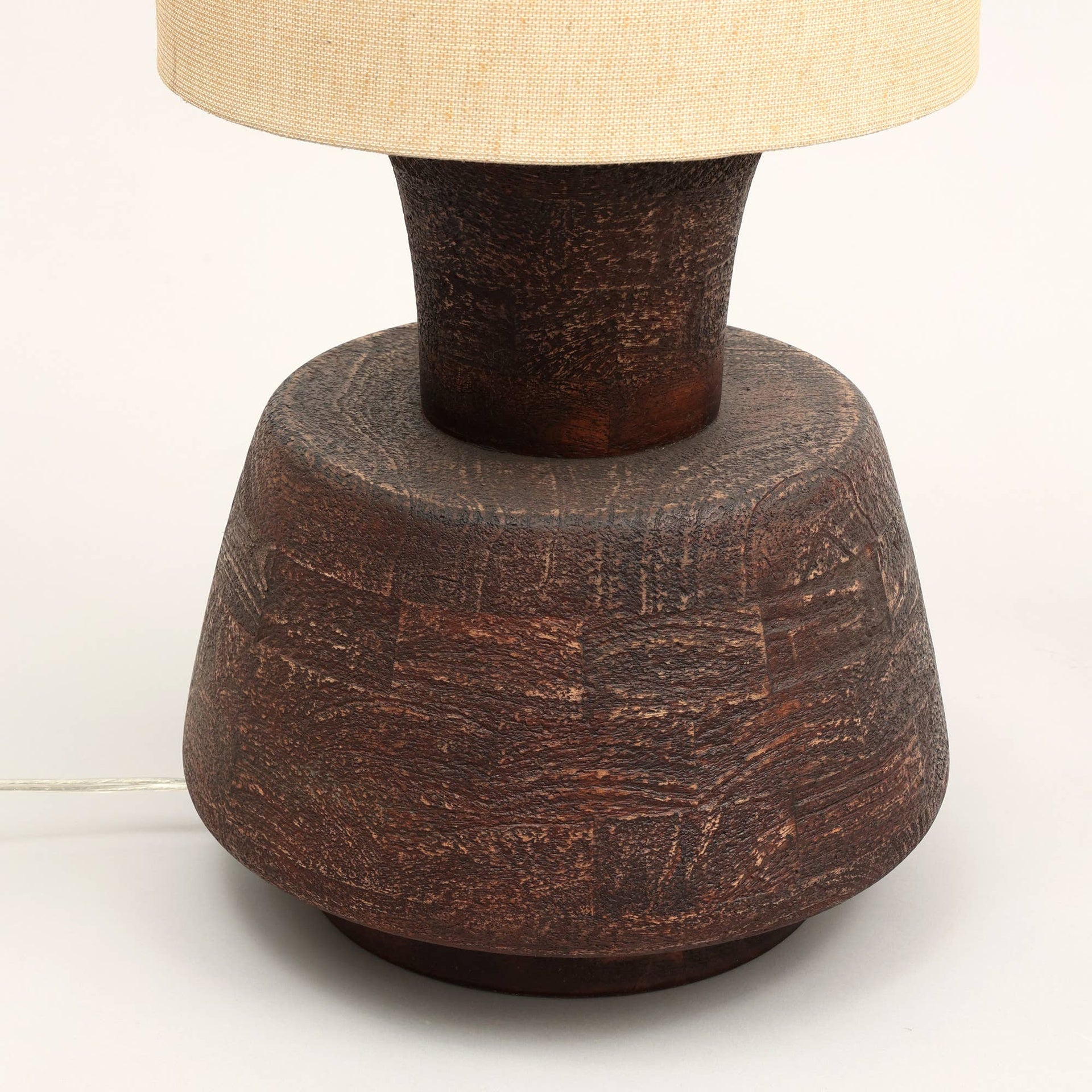 Handcrafted Artisanal  Decorative Table Lamp with Wooden BaseFor Living Room-Bedroom-Home Decor-Tabletop-13X13X26.5"