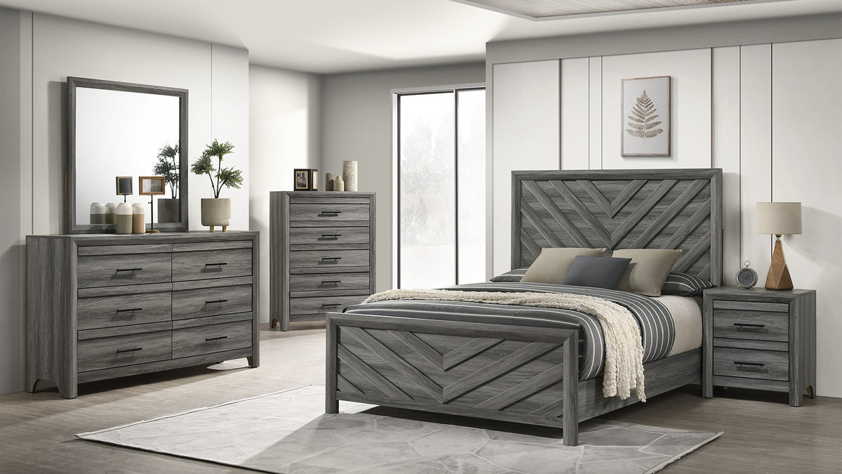 Denver Modern Style 5 Pc Twin Bedroom Set Made with Wood in Gray (NJ INVENTORY)