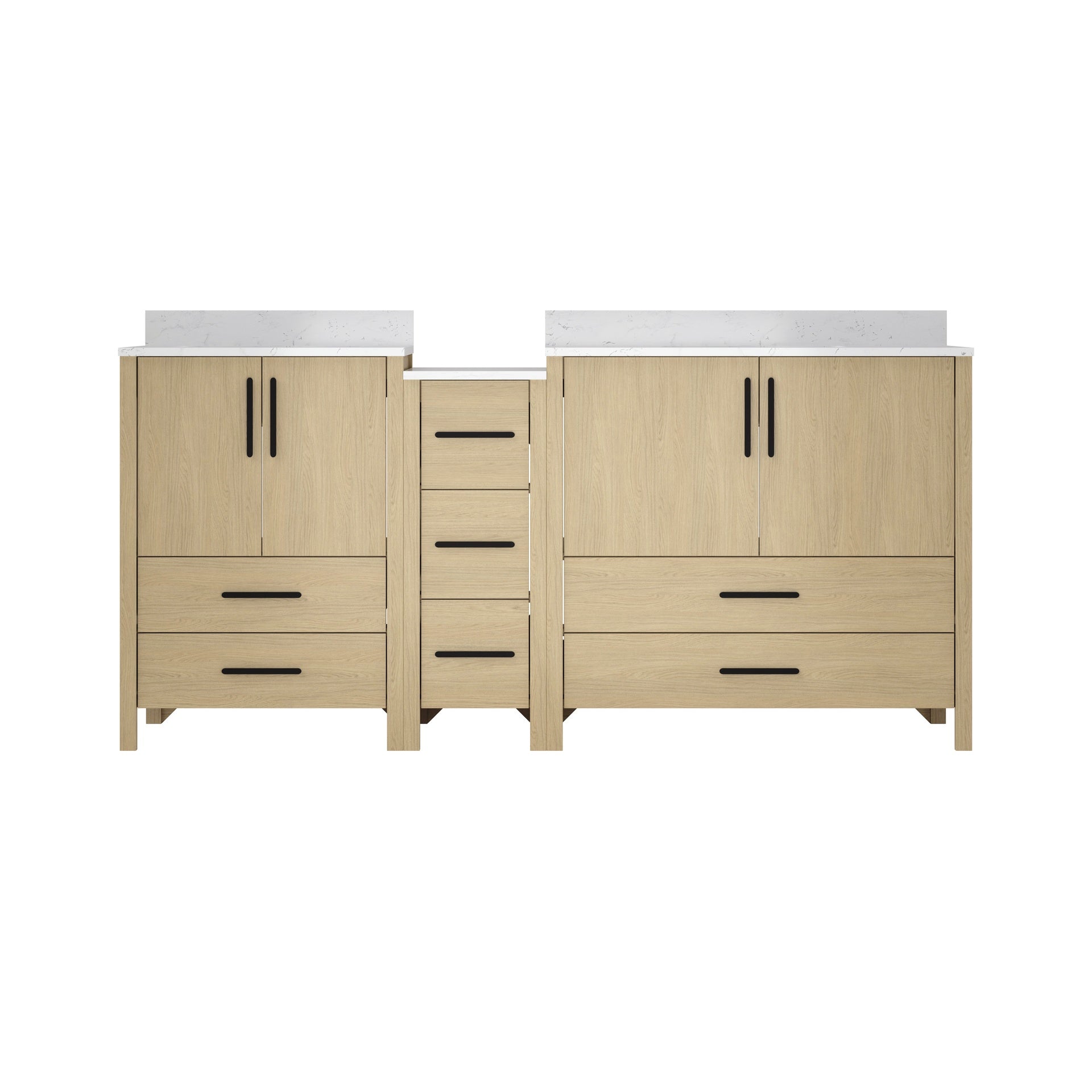 72"W×22"D×34"H Double Sinks Bathroom Vanity Cabinet,Freestangding storage Vanity Cabinet with White Countertop
