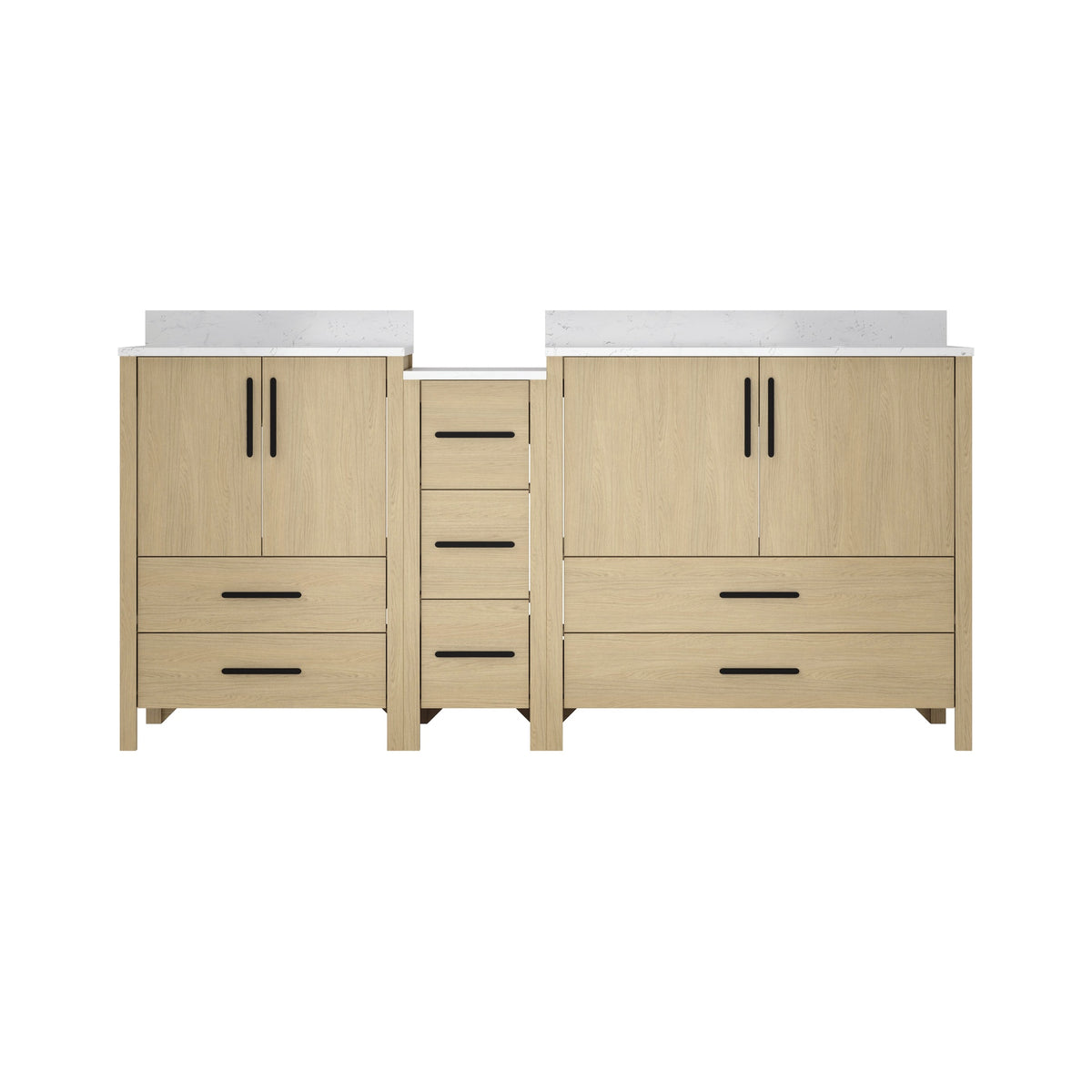 72"W×22"D×34"H Double Sinks Bathroom Vanity Cabinet,Freestangding storage Vanity Cabinet with White Countertop