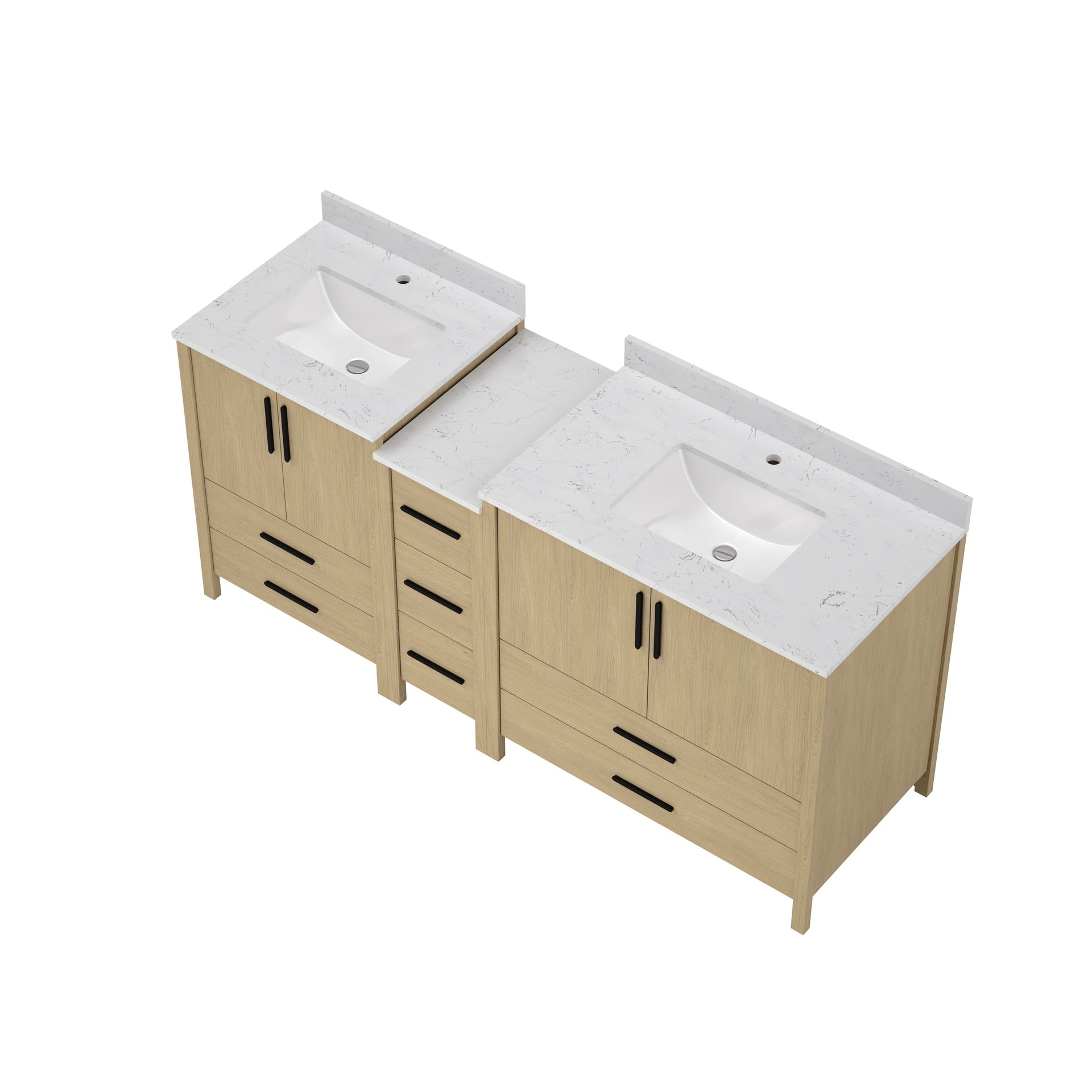 72"W×22"D×34"H Double Sinks Bathroom Vanity Cabinet,Freestangding storage Vanity Cabinet with White Countertop
