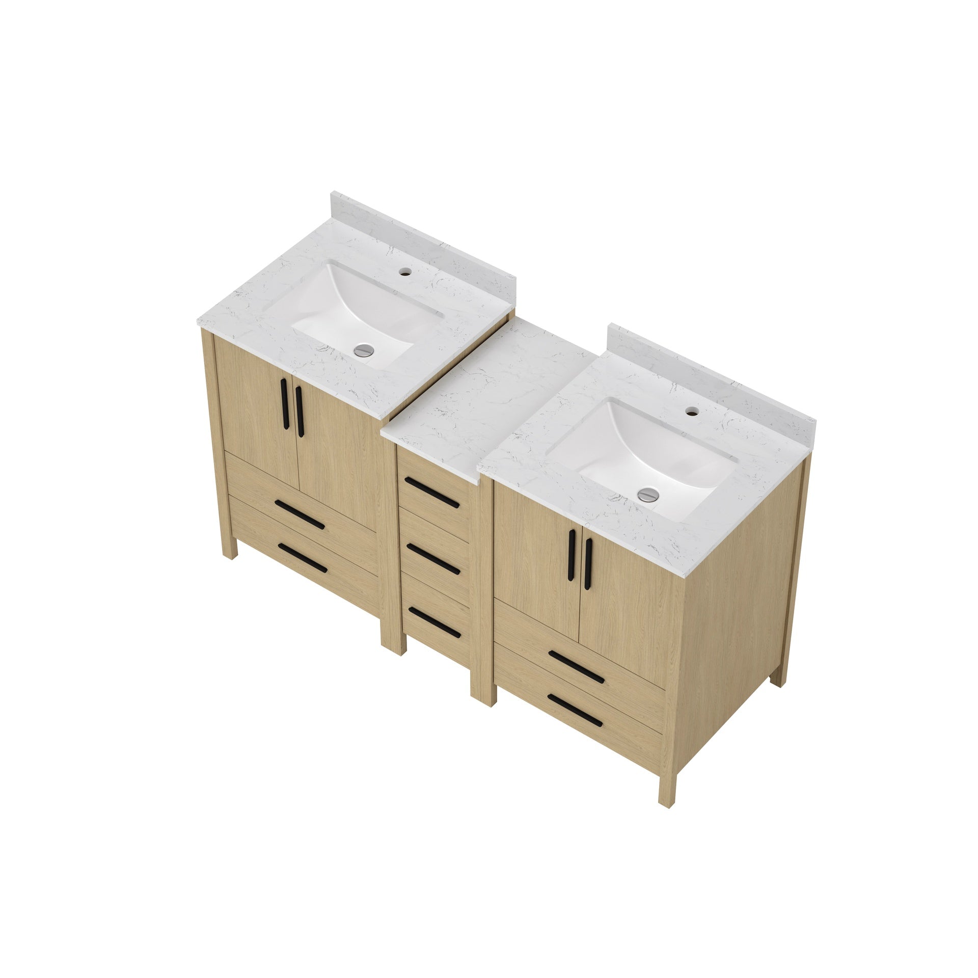 60"W×22"D×34"H Double Sinks Bathroom Vanity Cabinet,Freestangding storage Vanity Cabinet with White Countertop