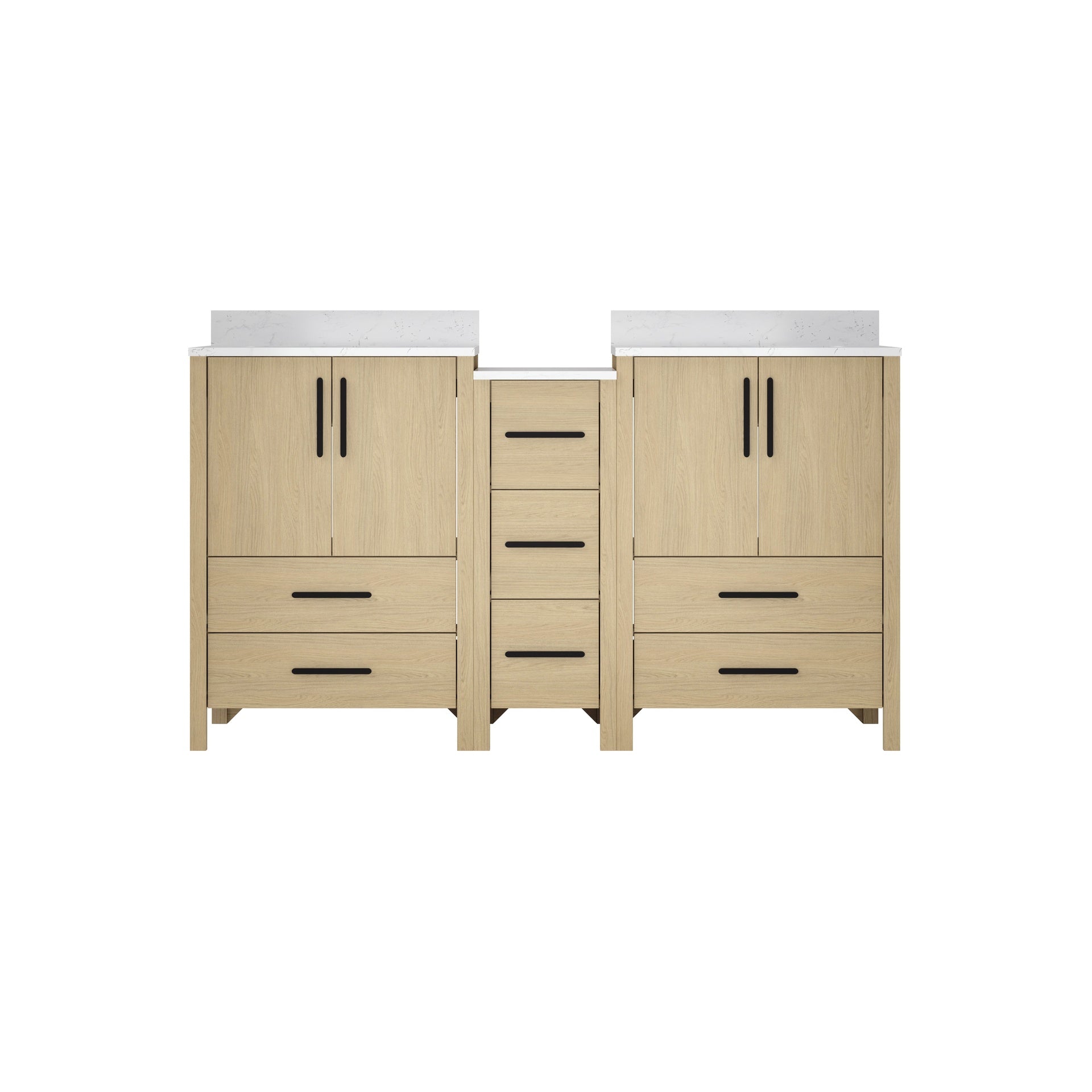 60"W×22"D×34"H Double Sinks Bathroom Vanity Cabinet,Freestangding storage Vanity Cabinet with White Countertop
