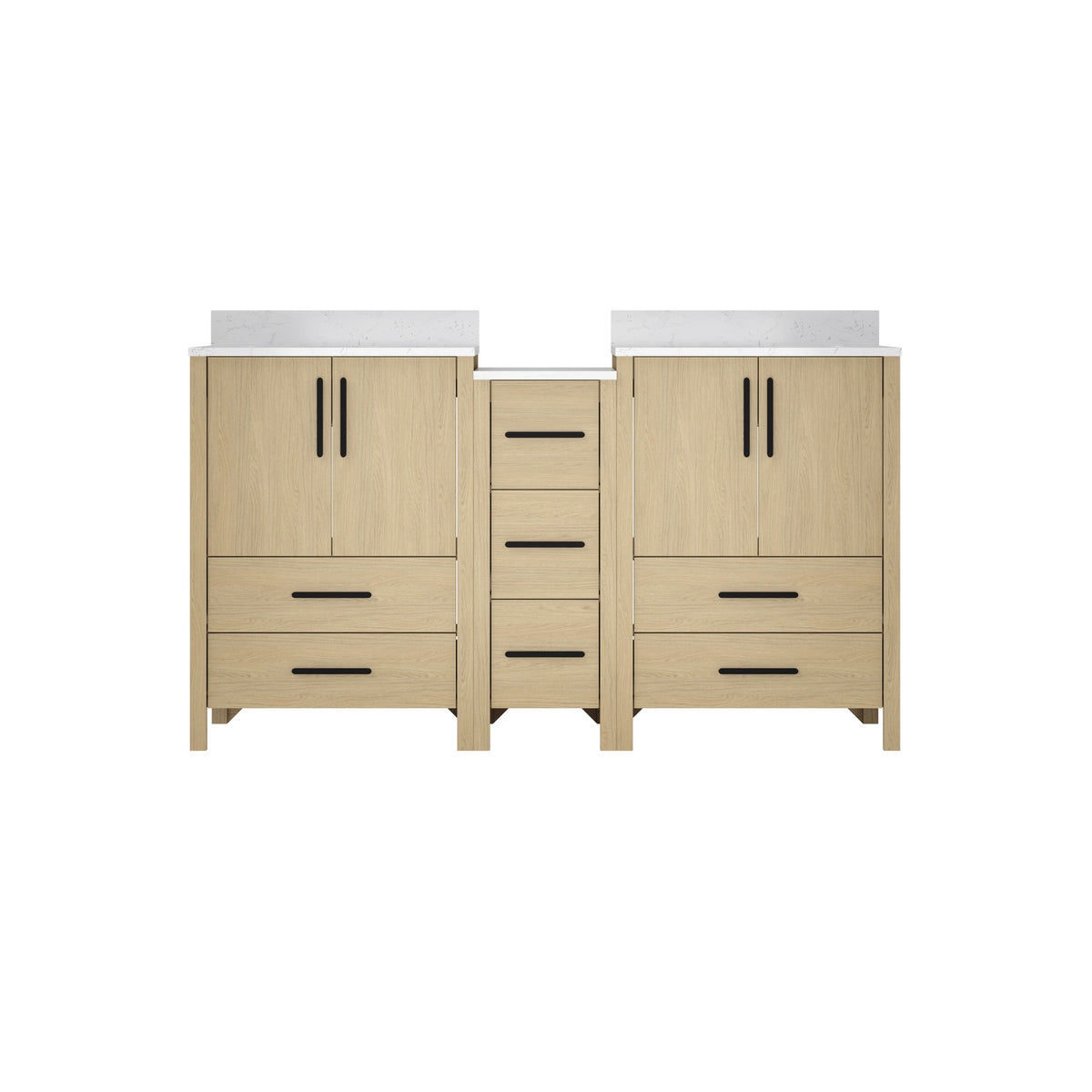 60"W×22"D×34"H Double Sinks Bathroom Vanity Cabinet,Freestangding storage Vanity Cabinet with White Countertop