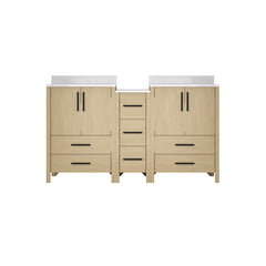 60"W×22"D×34"H Double Sinks Bathroom Vanity Cabinet,Freestangding storage Vanity Cabinet with White Countertop