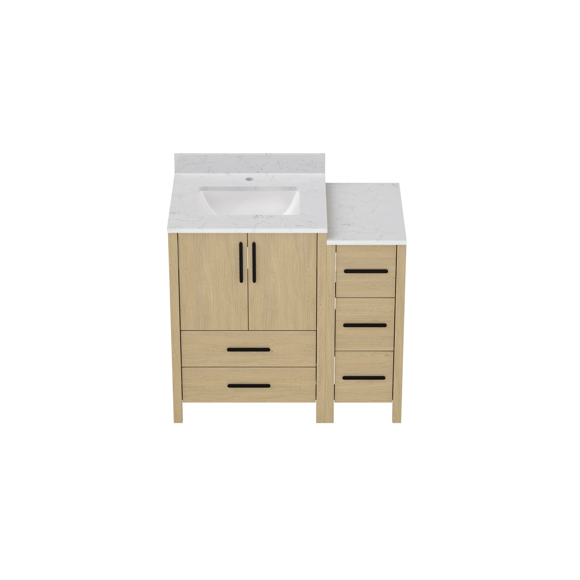 36"W×22"D×34"H Single Sink Bathroom Vanity Cabinet,Freestangding storage Vanity Cabinet with White Countertop