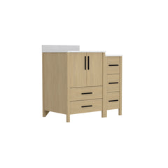 36"W×22"D×34"H Single Sink Bathroom Vanity Cabinet,Freestangding storage Vanity Cabinet with White Countertop