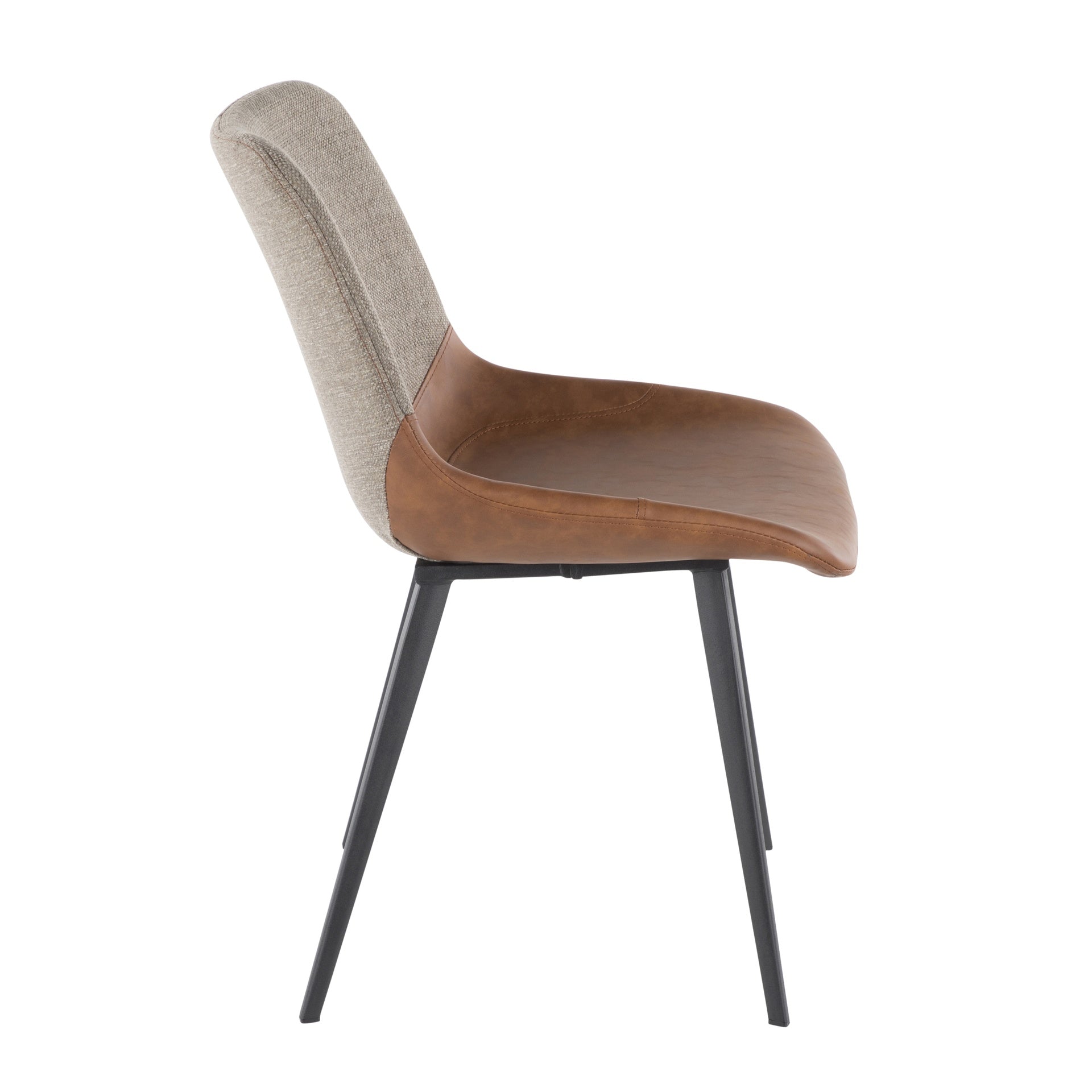 Outlaw Industrial Two-Tone Chair in Black Metal with Espresso Faux Leather and Brown Fabric by LumiSource - Set of 2