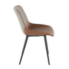 Outlaw Industrial Two-Tone Chair in Black Metal with Espresso Faux Leather and Brown Fabric by LumiSource - Set of 2