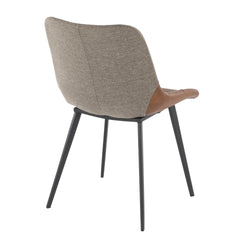 Outlaw Industrial Two-Tone Chair in Black Metal with Espresso Faux Leather and Brown Fabric by LumiSource - Set of 2