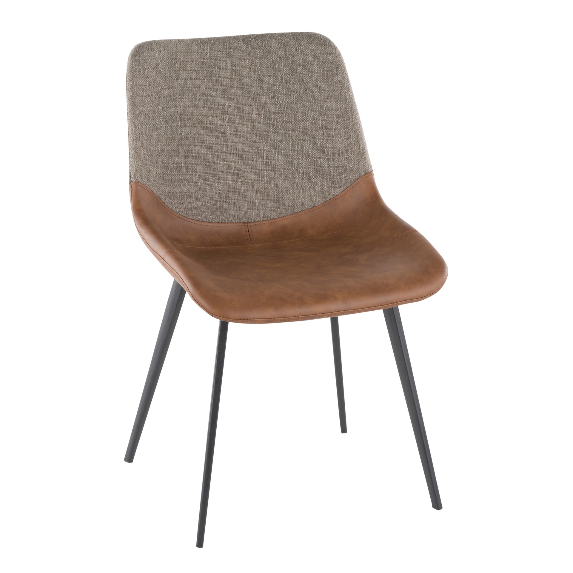 Outlaw Industrial Two-Tone Chair in Black Metal with Espresso Faux Leather and Brown Fabric by LumiSource - Set of 2