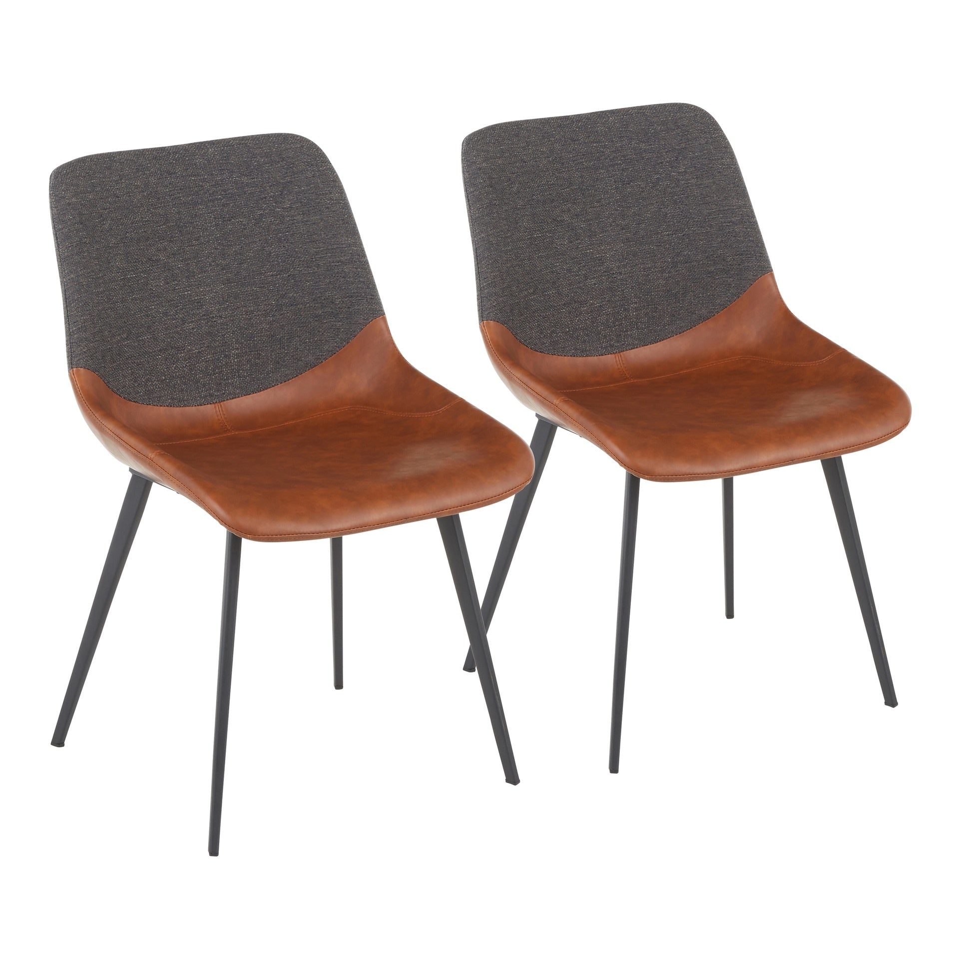 Outlaw Industrial Two-Tone Chair in Brown Faux Leather and Grey Fabric by LumiSource - Set of 2