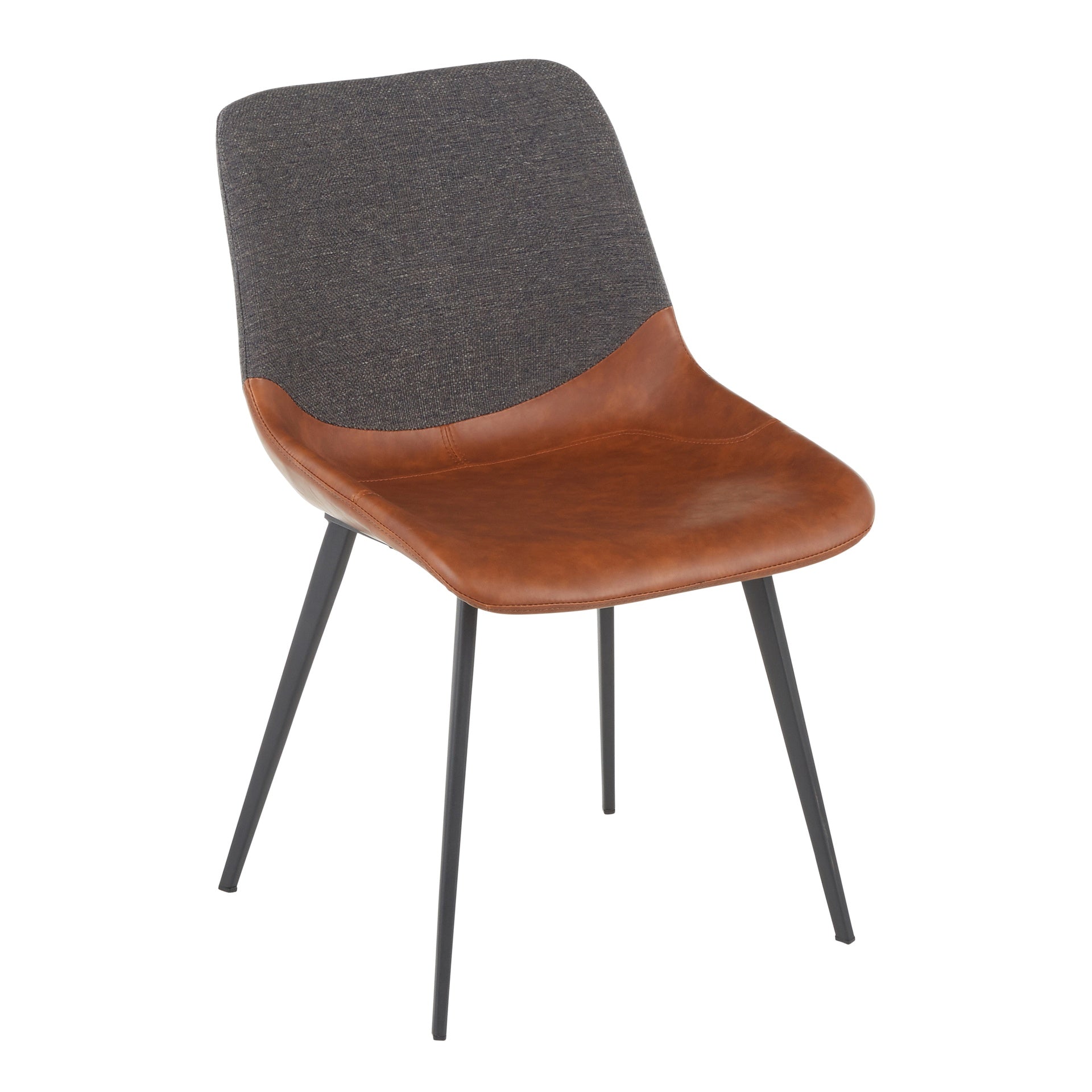Outlaw Industrial Two-Tone Chair in Brown Faux Leather and Grey Fabric by LumiSource - Set of 2