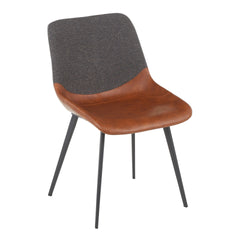 Outlaw Industrial Two-Tone Chair in Brown Faux Leather and Grey Fabric by LumiSource - Set of 2