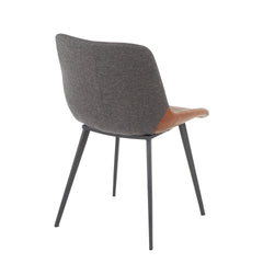 Outlaw Industrial Two-Tone Chair in Brown Faux Leather and Grey Fabric by LumiSource - Set of 2