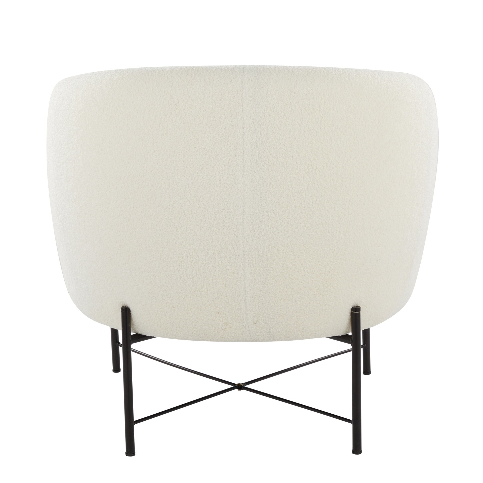 Chloe Contemporary Accent Chair in Black Metal and White Sherpa Fabric by LumiSource