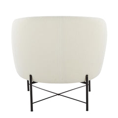 Chloe Contemporary Accent Chair in Black Metal and White Sherpa Fabric by LumiSource