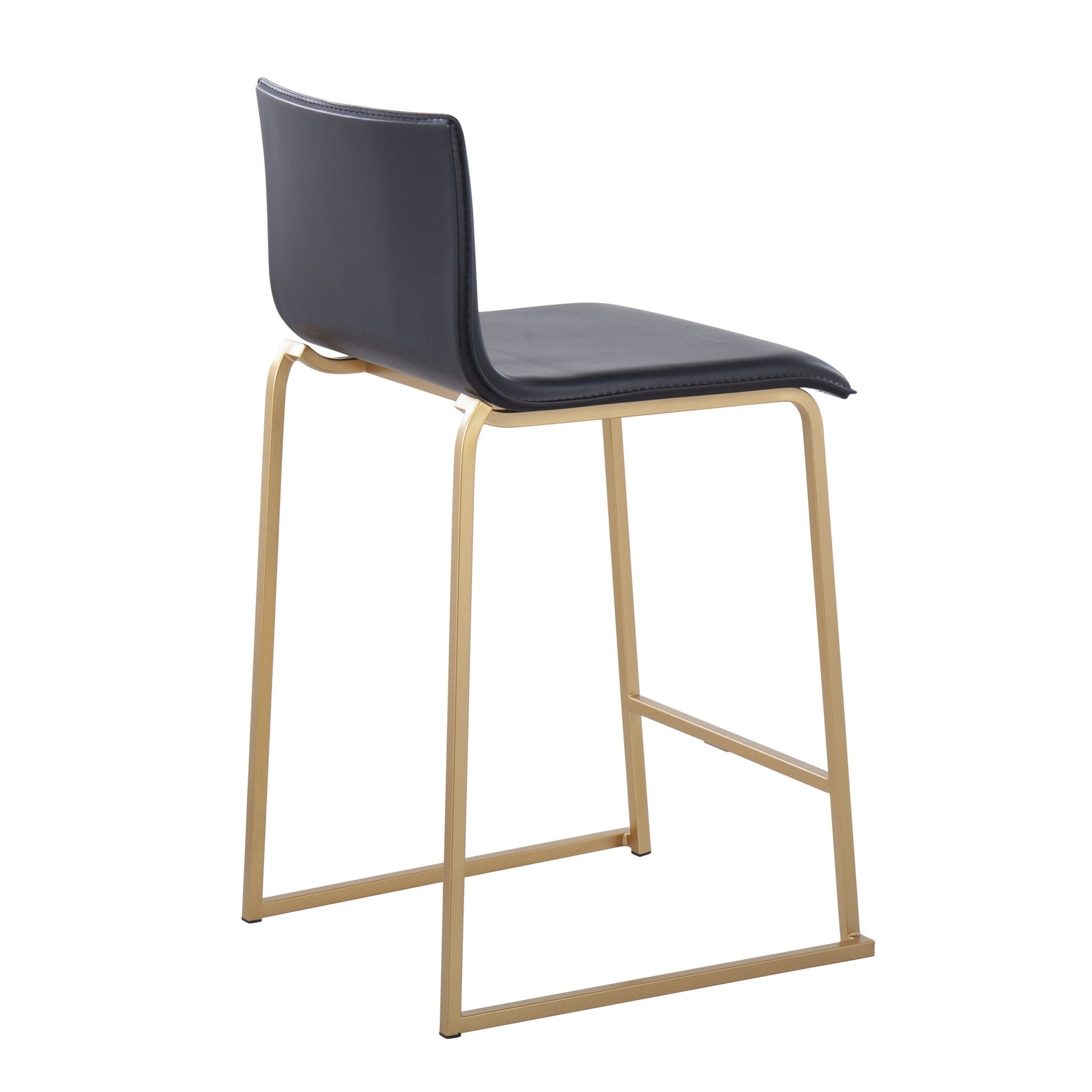 Mara 26" Contemporary Counter Stool in Gold Metal and Black Faux Leather by LumiSource - Set of 2