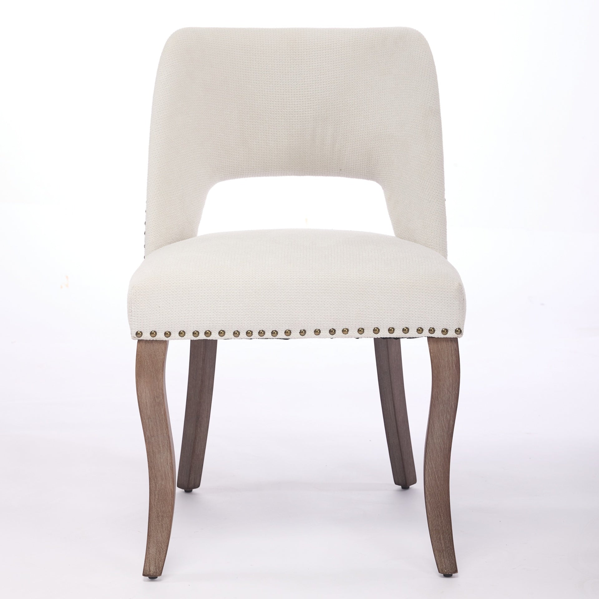 Wooden Dining Chairs Set of 2, Modern Fabric Upholstered Dining Room Chair Kitchen Chairs, Farmhouse Dinner Chair for Kitchen Dining Room, Beige