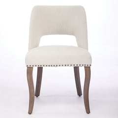 Wooden Dining Chairs Set of 2, Modern Fabric Upholstered Dining Room Chair Kitchen Chairs, Farmhouse Dinner Chair for Kitchen Dining Room, Beige