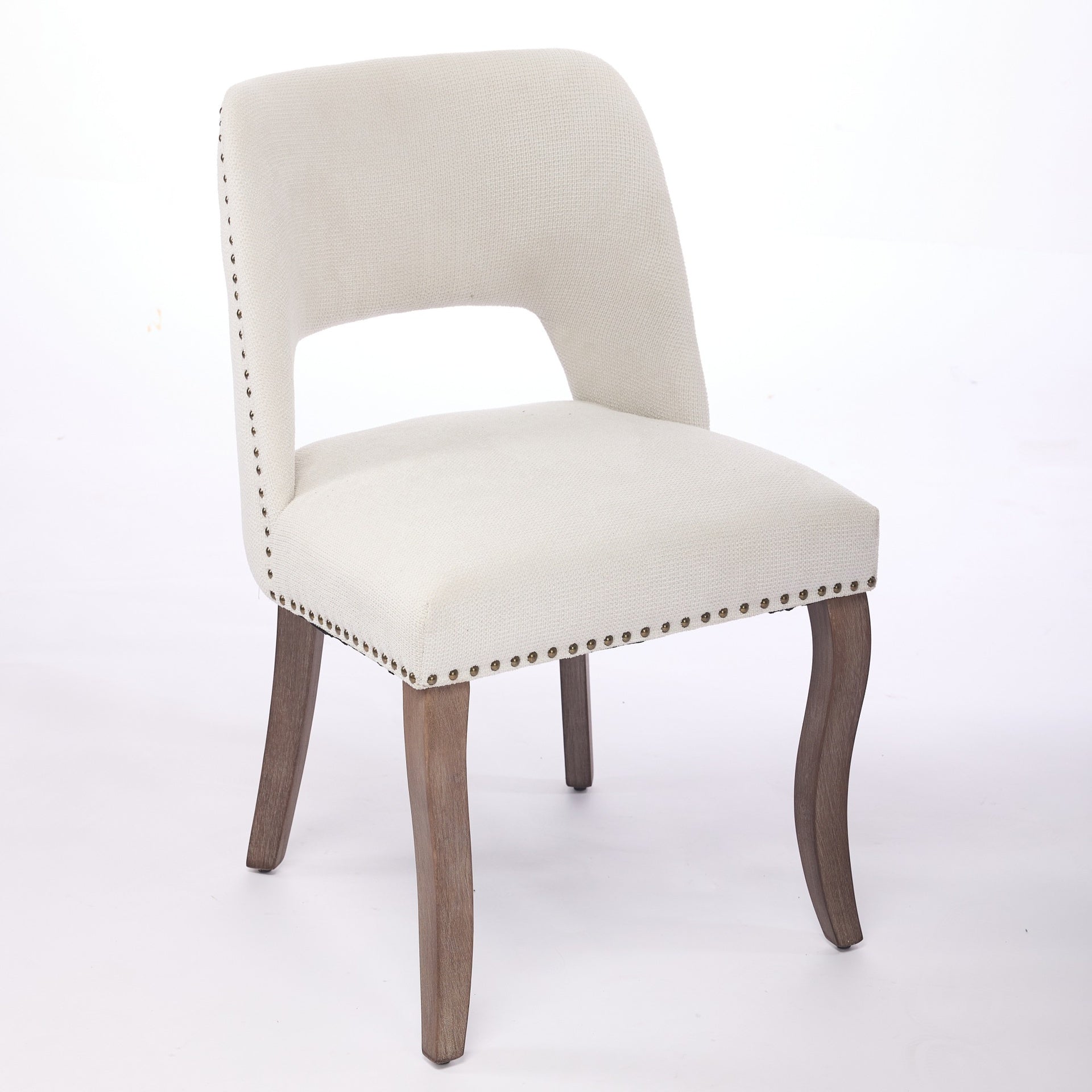 Wooden Dining Chairs Set of 2, Modern Fabric Upholstered Dining Room Chair Kitchen Chairs, Farmhouse Dinner Chair for Kitchen Dining Room, Beige