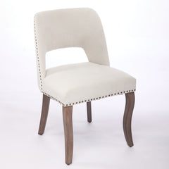 Wooden Dining Chairs Set of 2, Modern Fabric Upholstered Dining Room Chair Kitchen Chairs, Farmhouse Dinner Chair for Kitchen Dining Room, Beige