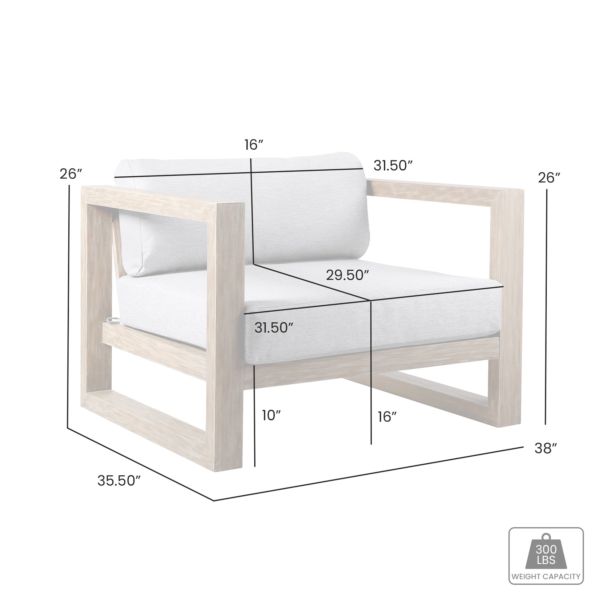 Paradise Outdoor Light Eucalyptus Wood Lounge Chair with Gray Cushions