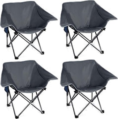 Pack Portable Camping Chair Compact Collapsible Outdoor Folding Sports Chairs for Adults Heavy Duty Camp Sporting Events Park Lawn 400 Lbs Black Gray