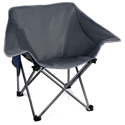 Pack Portable Camping Chair Compact Collapsible Outdoor Folding Sports Chairs for Adults Heavy Duty Camp Sporting Events Park Lawn 400 Lbs Black Gray