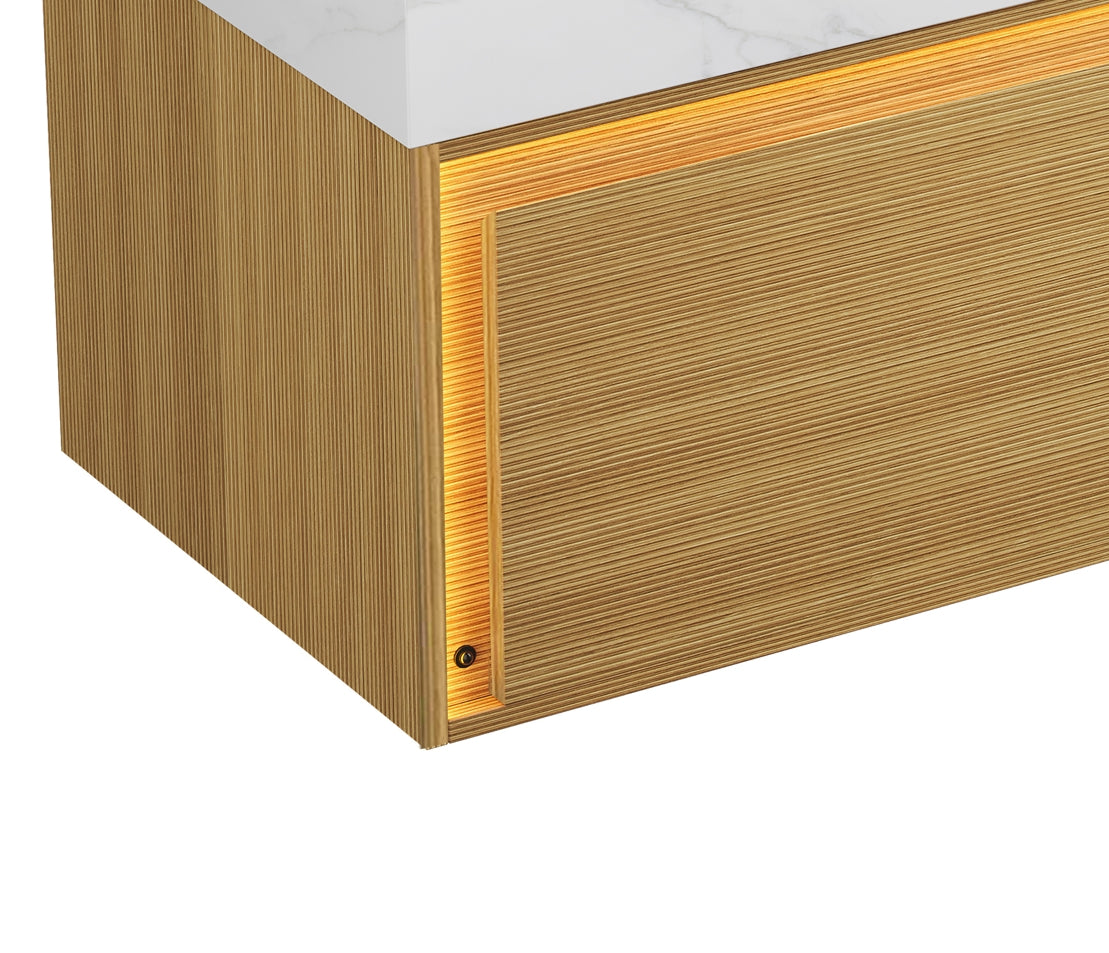 NYAH 48'' Wall-Mounted Cabinet with Two Drawers, NO Countertop and Basin, NO Faucet and Drain, Light Woodgrain Color